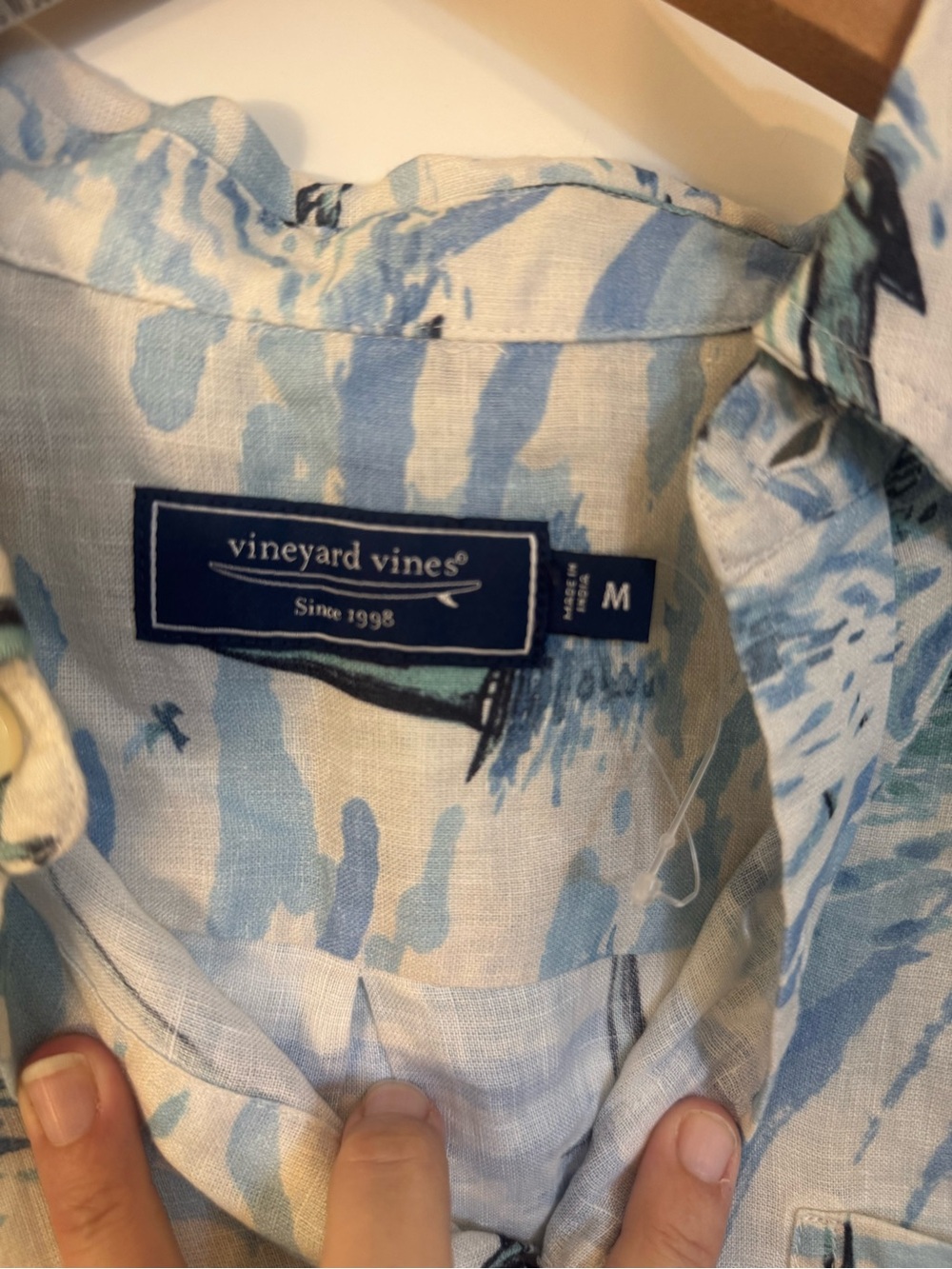 Vineyard Vines linen Short Sleeve Sailboat Print Shirt - Light Blue - Picture 2 of 3
